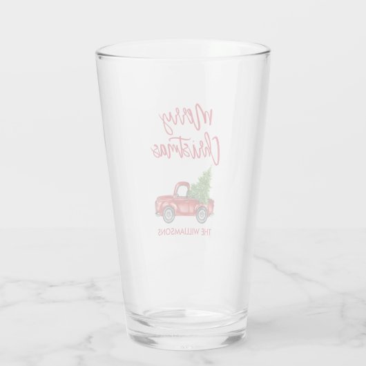 Kerst Rood Borstel Script  Truck Glas (Achterkant)