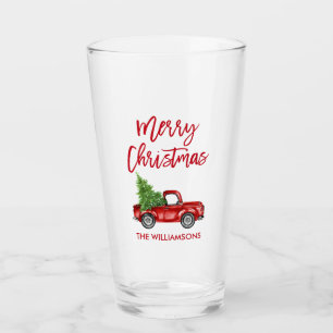 Kerst Rood Borstel Script  Truck Glas