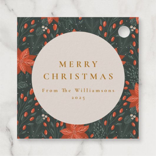 Kerst  Rood Botanisch Groen Aangepast Bedankjes Labels (Achterkant)