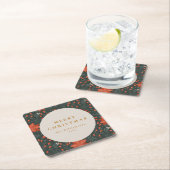 Kerst  Rood Botanisch Groen Aangepast Kartonnen Onderzetters (Insitu)