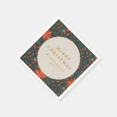 Kerst  Rood Botanisch Groen Aangepast Servet (Hoek)