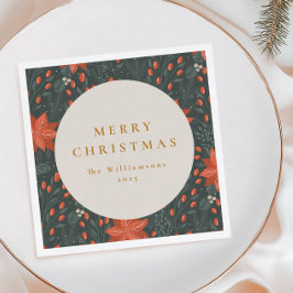 Kerst  Rood Botanisch Groen Aangepast Servet