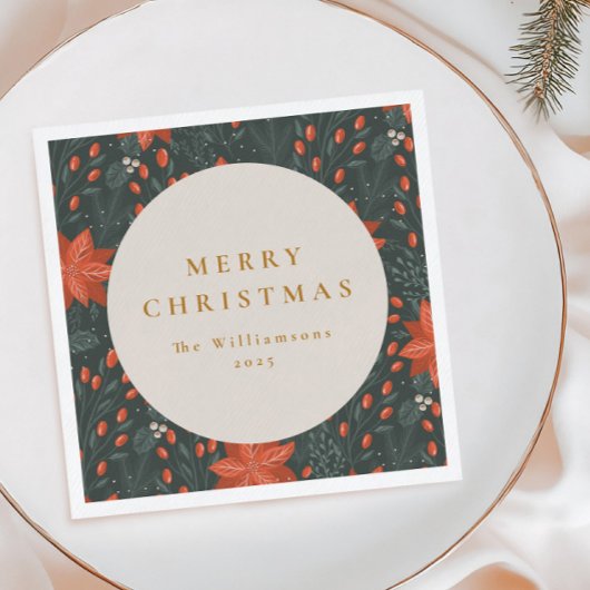 Kerst  Rood Botanisch Groen Aangepast Servet