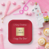 Kerst rood café bar business logo papieren bordje (Feest)