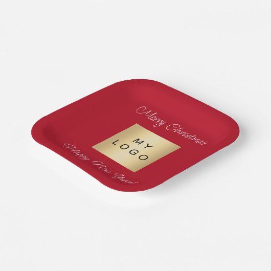 Kerst rood café bar business logo papieren bordje (Gebogen)