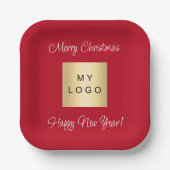 Kerst rood café bar business logo papieren bordje (Voorkant)