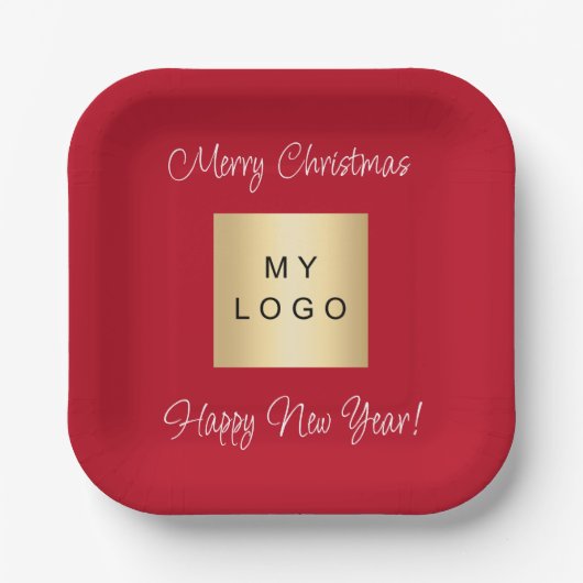 Kerst rood café bar business logo papieren bordje (Voorkant)