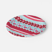 Kerst rood en blauw Chevron strepen patroon Papieren Bordje (Gekanteld)