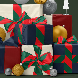 Kerst rood en donkergroen brede streep satijnen lint