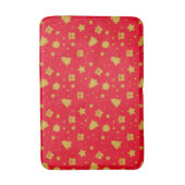 Kerst rood en goud vakantiepatroon badmat (Voorkant Verticaal)