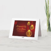 Kerst Rood en Goud, Vrolijk, Kerstmis Feestdagen Kaart (Achterkant)