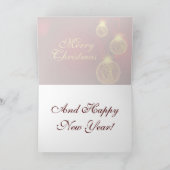 Kerst Rood en Goud, Vrolijk, Kerstmis Feestdagen Kaart (Binnen)