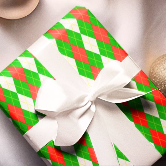 Kerst rood en groen Argyle Cadeaupapier
