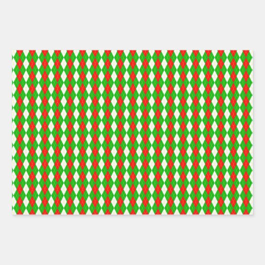 Kerst rood en groen Argyle Inpakpapier Vel (Voorkant 2)