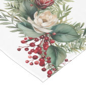 Kerst Rood en Groen Bloemen Tafelloper (Hoek)