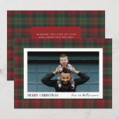 Kerst rood en groen geplakt enkele foto feestdagenkaart (Voorkant / Achterkant)