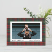 Kerst rood en groen geplakt enkele foto feestdagenkaart (Staand voorkant)