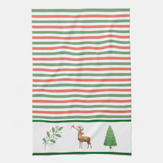 Kerst rood en groen gestreept keukendoek theedoek