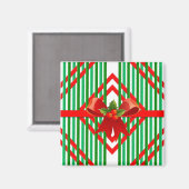 Kerst Rood en Groen Gestreepte Boog Gift Magnet (Voorkant / Achterkant)