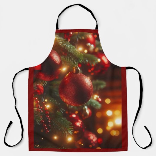 Kerst rood en groen glitter Ornamenten Schort (Voorkant)