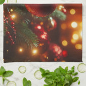 Kerst rood en groen glitter Ornamenten Theedoek (Gevouwen)