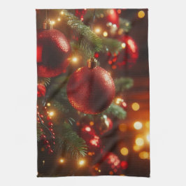 Kerst rood en groen glitter Ornamenten Theedoek