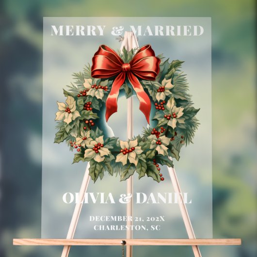 Kerst Rood en Groen Huwelijk Welkom Frosted Acryl Bord (Neutraal)