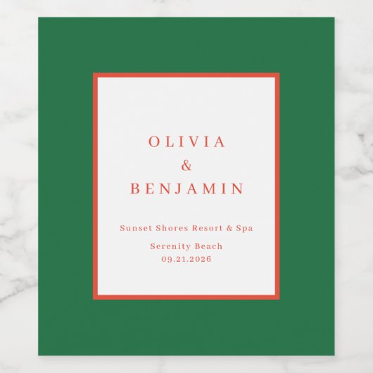 Kerst Rood en Groen Minimale Chique Bruiloft Wijn Etiket (Enkel label)