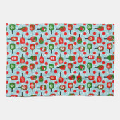 Kerst Rood en Groen Pickleballs en peddels Theedoek (Horizontaal)