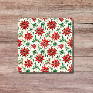Kerst Rood en Groen Poinsettia Bloemen Tegeltje