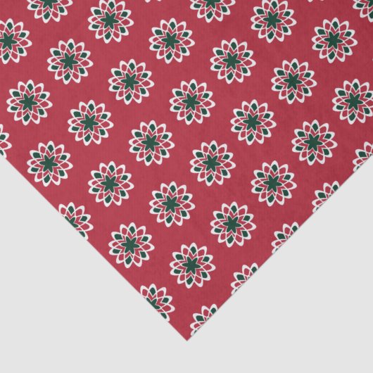 Kerst rood en groen sneeuwvlok patroon tissuepapier (Detail)