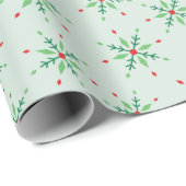 Kerst Rood en Groene Sneeuwvlok Feestelijk Naadloo Cadeaupapier (Rol Hoek)
