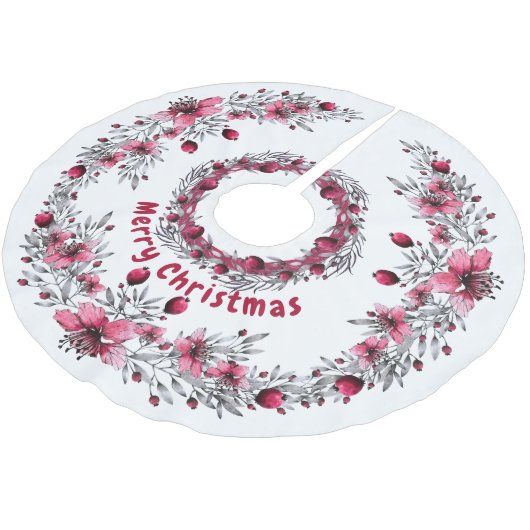 Kerst Rood en Wit Bloemen Elegant Kerstboom Rok (Gekanteld)