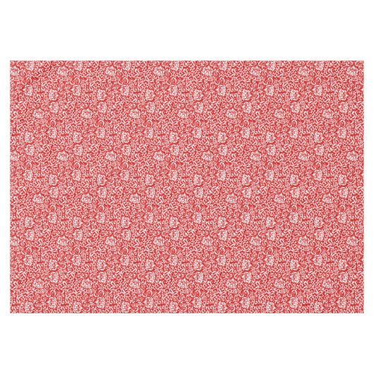 Kerst Rood en Wit Elegant Bloemenpatroon Tafelkleed (Voorkant (Horizontaal))