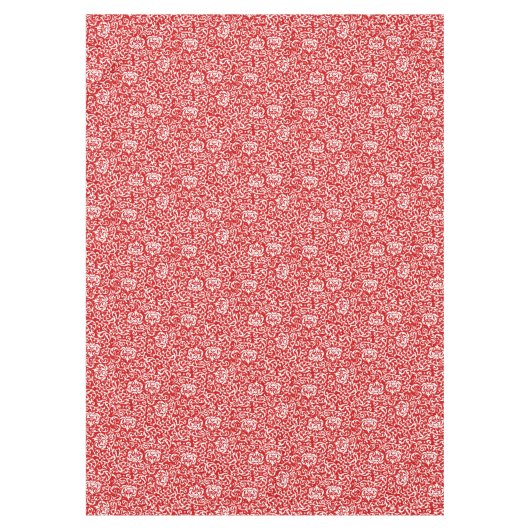 Kerst Rood en Wit Elegant Bloemenpatroon Tafelkleed (Voorkant)