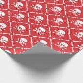 Kerst rood en wit schedelpatroon cadeaupapier (Hoek)