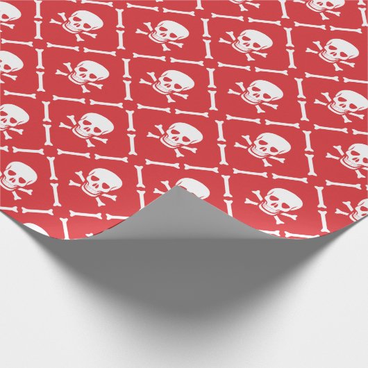 Kerst rood en wit schedelpatroon cadeaupapier (Hoek)