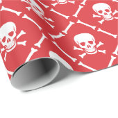 Kerst rood en wit schedelpatroon cadeaupapier (Rol Hoek)