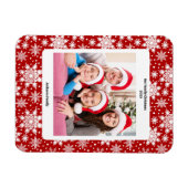 Kerst rood en wit sneeuwvlok patroon foto magneet (Horizontaal)