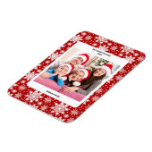 Kerst rood en wit sneeuwvlok patroon foto magneet (Linkerzijde)