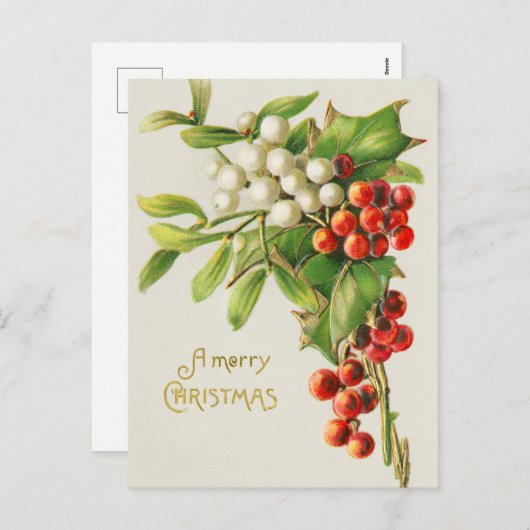 kerst rood en witte kerst feestdagenkaart (Voorkant / Achterkant)