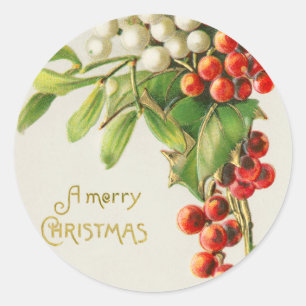 kerst rood en witte kerst ronde sticker