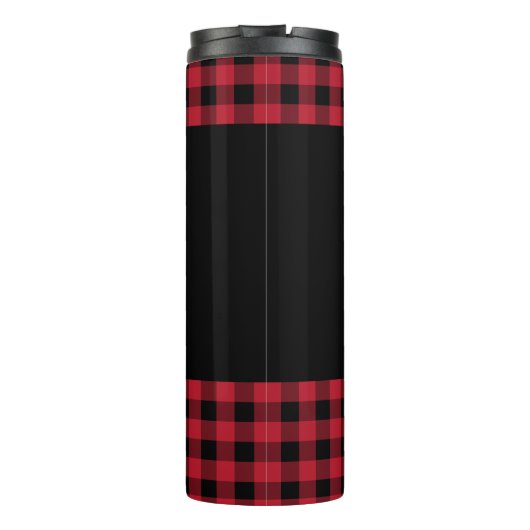 Kerst Rood en Zwart Buffel Plaid Thermosbeker (Achterkant)