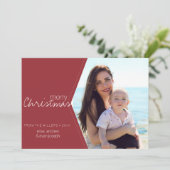 Kerst rood foto bewerkbaar feestdagenkaart (Staand voorkant)