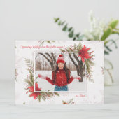 Kerst Rood Foto Vakantie Kaart Horizontaal (Staand voorkant)