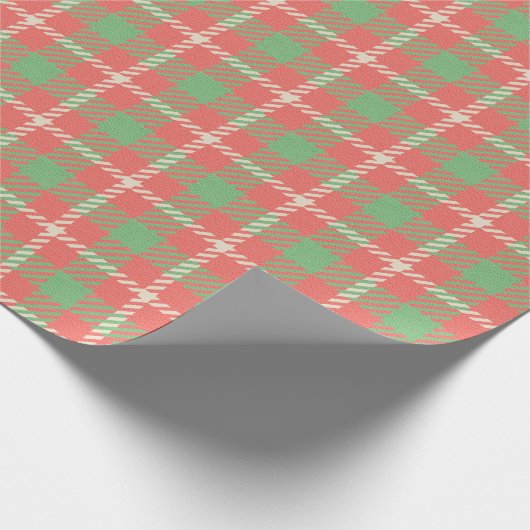 Kerst Rood-Gebaseerd Plaid Cadeaupapier (Hoek)