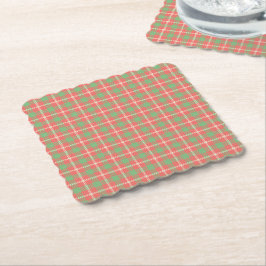 Kerst Rood-Gebaseerd Plaid Kartonnen Onderzetters