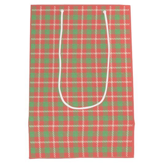 Kerst Rood-Gebaseerd Plaid Medium Cadeauzakje (Achterkant)