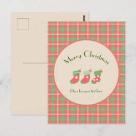 Kerst rood-gebaseerde Plaid Briefkaart