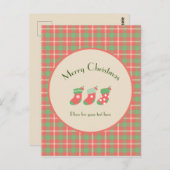 Kerst rood-gebaseerde Plaid Briefkaart (Voorkant / Achterkant)